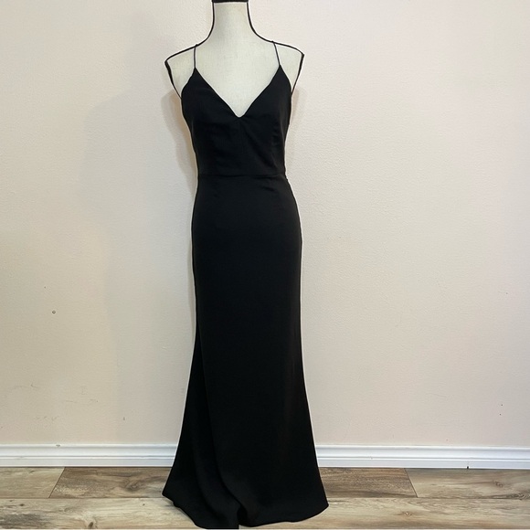 Jarlo Evening Dress Black Spaghetti Strap Event Dress Size 4 - Picture 5 of 14